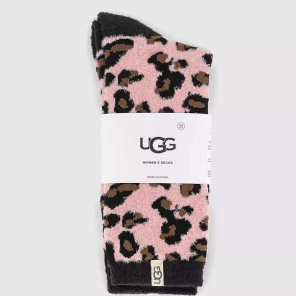Ugg Leslie Graphic Crew Sock- Soft Kiss Leopord - Picture 3 of 6